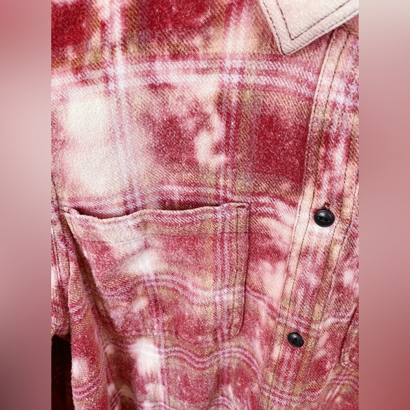 Distressed Bleach Flannel Oversized Boyfriend Shirt 437 - Picture 5 of 5